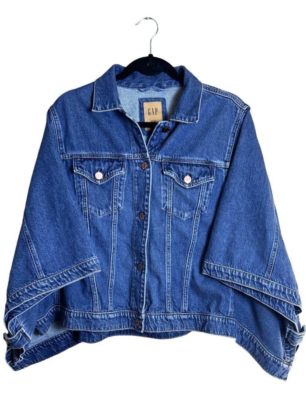 Gap Denim Cape Jacket Indigo Minimalist Modern XS/S